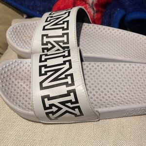 Pink White Slide Sandals